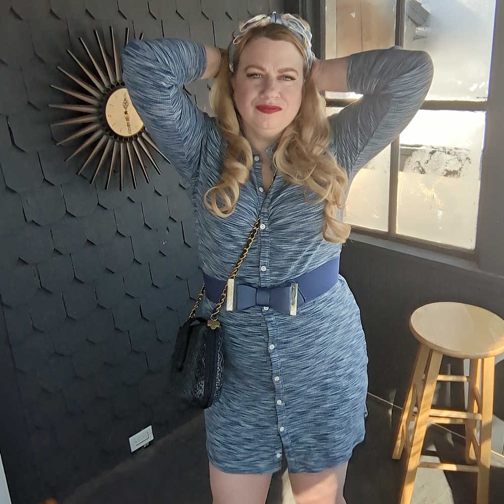 American Eagle Space Dye Knit Button Up Dress
